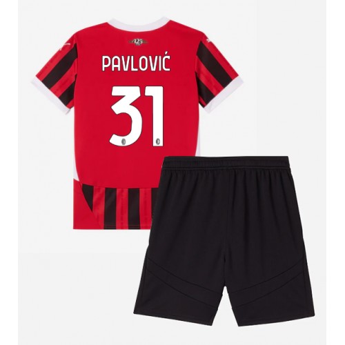 AC Milan Strahinja Pavlovic #31 Domaci Dres za djecu 2024-25 Kratak Rukav (+ Kratke hlače)